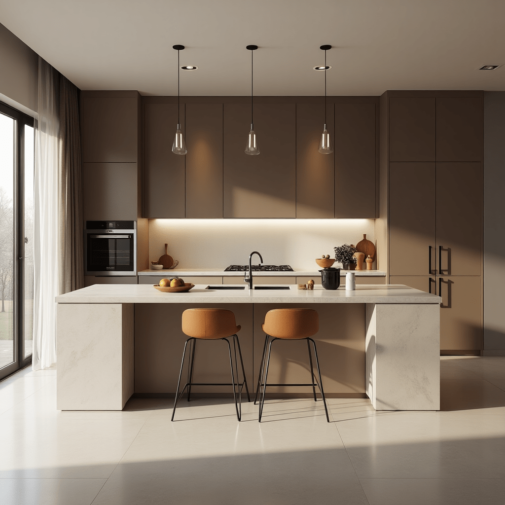 General kitchen layout with modern kitchen cabinets and renovation design
