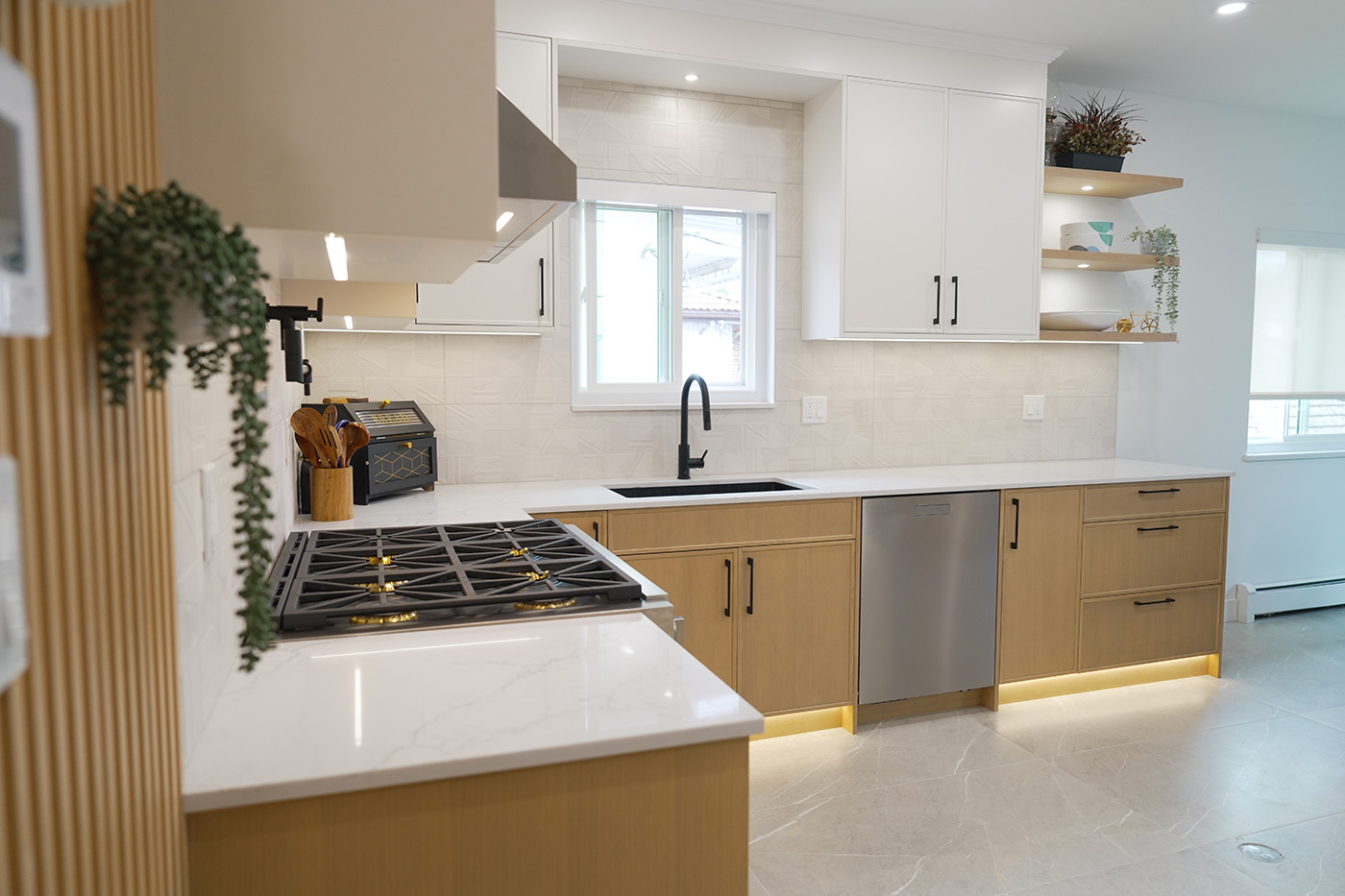 Hardware and finishes for transitional kitchen cabinets in Vancouver